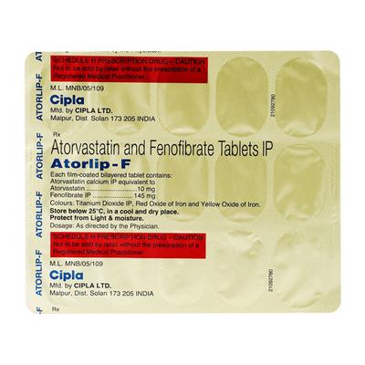 Atorlip F 10mg Tablet 15'S - High Cholesterol-Dys