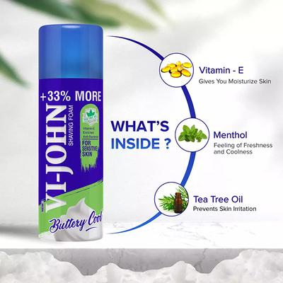 VI-John Sensitive Skin Shaving Foam with Vitamin E Enriched & Anti Bacterial Properties 300 gm - Shaving Foams