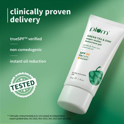 Plum Green Tea and Zinc Super-Matte Sunscreen Gel 50 gm - Face Sunscreen