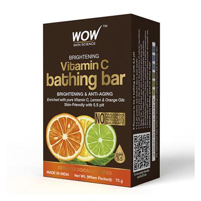 WOW Skin Science Brightening Vitamin C Bathing Soap - Skin-Friendly with 5.5 pH 75 gm - Soaps