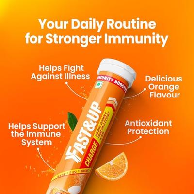 Fast&Up Charge Natural Vitamin C From Amla Extract & Zinc Tablets - Fizzy Blast Orange Flavour 20's - Vitamin C