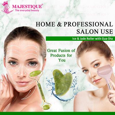 Majestique Face Massage Kit, Ice Roller, Jade Massager and Gua Sha for Lifting, Neck Healing 3Pcs 1's - Massagers