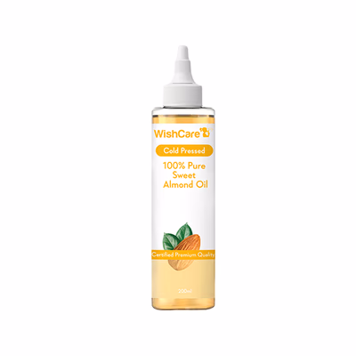 Wishcare 100% Pure Cold Pressed Badam Rogan Sweet Almond Oil-Strengthens Hair & Glowing Skin (200ml) - Hair Oils