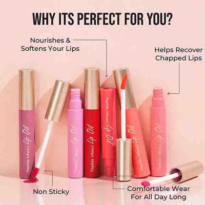 Insight Cosmetics Peptide Infused Lip Oil -Red Glaze 4.5 gm - Lip Glosses