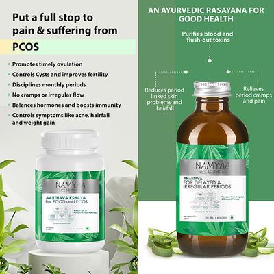Namyaa PCOD and PCOS Syrup and Tablets -Regulates Periods & Balances Hormones, Ayurvedic Medicine 2 gm - Women Health
