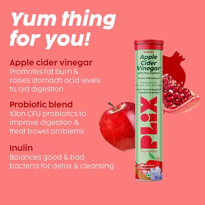 Plix The Plant Fix Probiotics+ Apple Cider Vinegar Effervescent Tablets 15 Tablets, Unisex 1's - Apple Cider Vinegar - Acv