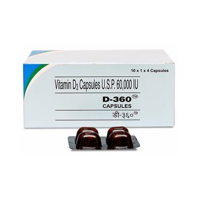 D 360 60000IU Capsule 4'S - Supplements-Vit