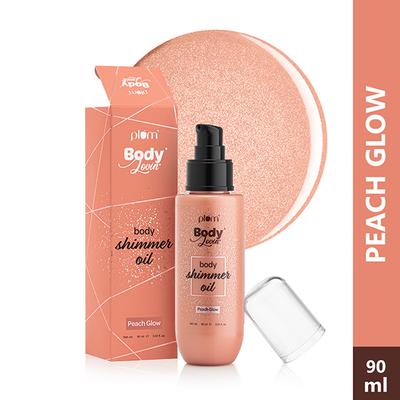 Plum BodyLovin' Body Shimmer Oil - Peach Glow, Long-lasting shimmer, Deep moisture, Fruity Fragrance 90 ml - Massage Oils