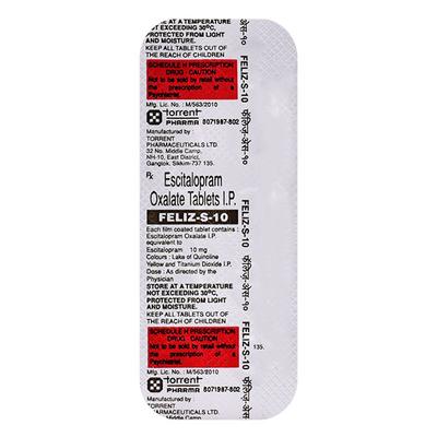 Feliz S 10mg Tablet 10'S - Depression-Ant