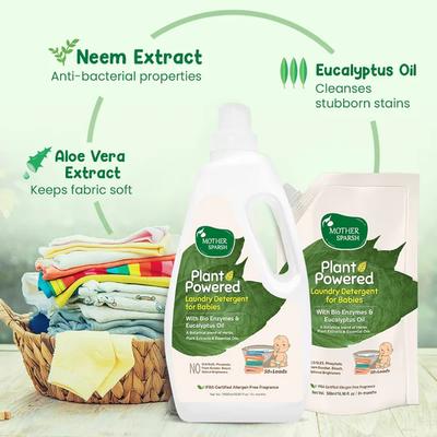 Mother Sparsh Plant Powered Baby Laundry Liquid Detergent - Enzymes And Eucalyptus Oil 1000 ml - Baby Detergents
