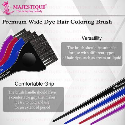 Majestique Professional Wide Hair Dye Brush, Coloring Applicator for Men and Women - Color May Vary 1's - Multi-Stylers