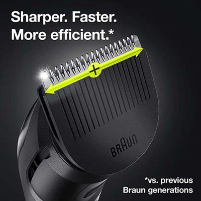 Braun MGK5380, 9-in-1 Beard Trimmer for Men from Gillette, All-in-One Tool, 7 Attachments Black and Nordic Blue 375 gm - Grooming Kits