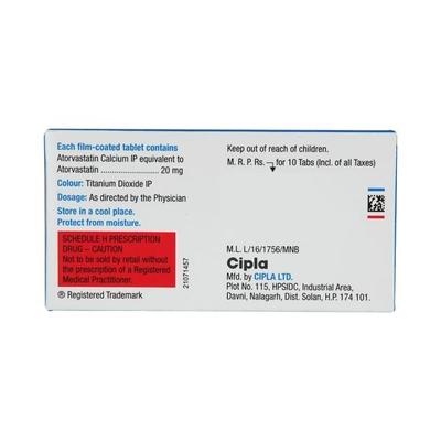 Lipvas 20mg Tablet 10'S - High Cholesterol-Dys