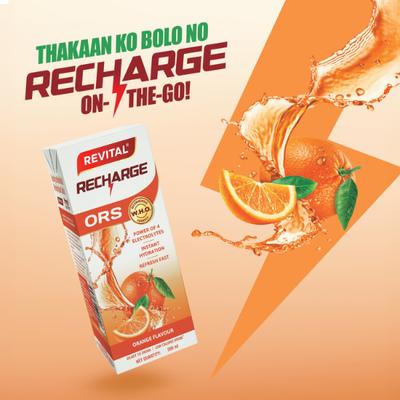 Revital Recharge ORS - Orange Flavour 200 ml - Oral Rehydration (Ors)