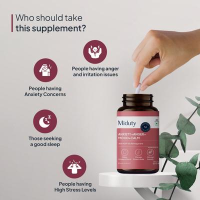 Miduty Anxiety+ Anger+Mood+Calm Capsule 60's - Mental Health