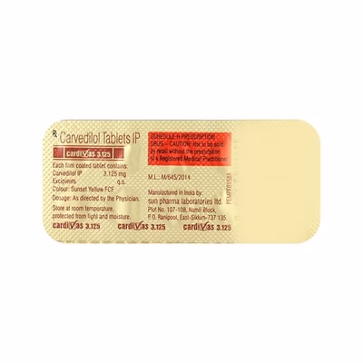 Cardivas 3.125mg Tablet 10'S - Hypertension-Bet