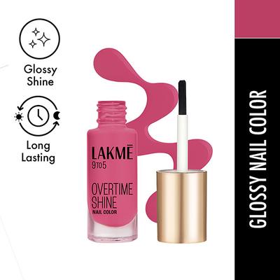 Lakme 9 To 5 Primer + Gloss Nail Color Magenta Mix 6 Ml - Nail Polish