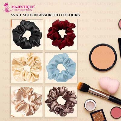 Majestique Satin Silk Scrunchies Ponytail Holder Hair Accessories Hair Ties For Women and Girl Best Gift - Multicolor 4's - Hair Clips/Bands