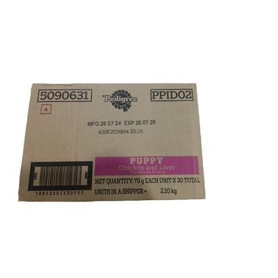 Pedigree Puppy Chicken & Liver Chunks Flavour in Gravy (Pack of 70gm x 30) 2100 gm - Petfood