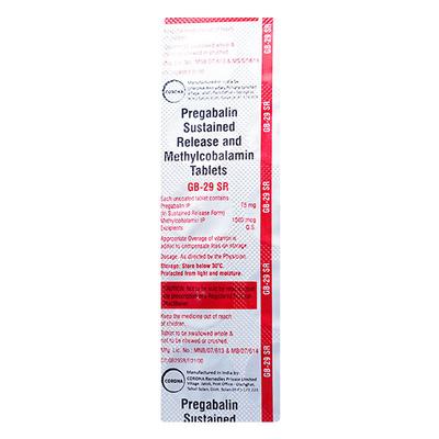 GB 29 SR Tablet 10'S - Neuropathic Pain-Dru