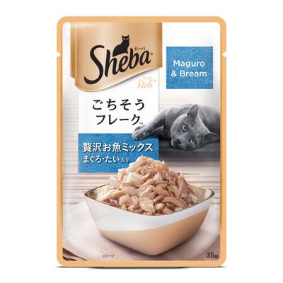 Sheba Feast of Flakes for Cats - Sheba Fish Mix Maguro & Bream (Pack of 35 gm x 12) 1's - Petfood