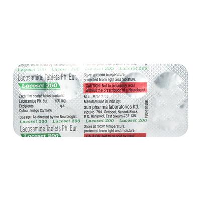 Lacoset 200mg Tablet 10'S - Epilepsy/Convulsion-Ant
