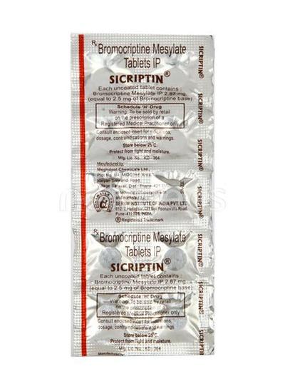 Sicriptin 2.5mg Tablet 10'S - Parkinsonism-Apd