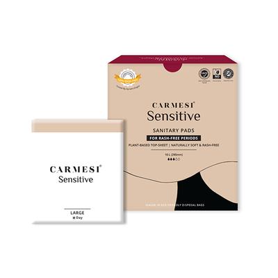 Carmesi Sensitive Sanitary Pads L Certified 100 Percent Rash-Free with Disposal Bags 10's - Maternity Pads