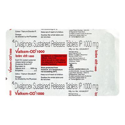 Valkem OD 1gm Tablet 10'S - Epilepsy/Convulsion-Ant