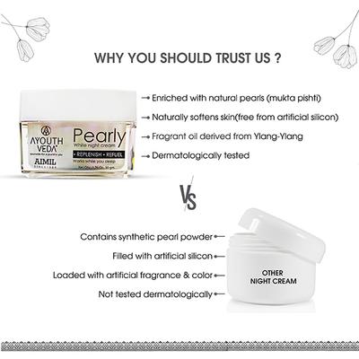 Ayouthveda Pearly White Night Cream 50 gm - Face Creams