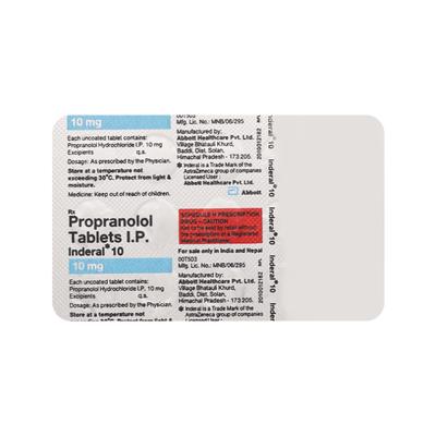 Inderal 10mg Tablet 15'S - Migraine