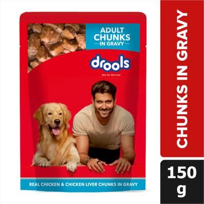 Drools Adult Real Chicken and Chicken Liver Chunks in Gravy (pack Of 30 x 150gm) 1's - Petfood