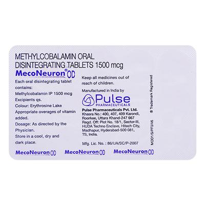 MECONEURON OD 1500mcg Tablet 15's - Nootropics And Neurotrophics