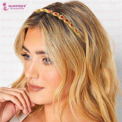 Majestique Kundan Gold Plated Hair Bands Fancy Party Wedding Headband For Women, Girls 1's - Hair Clips/Bands