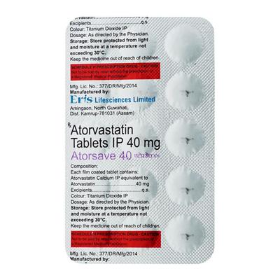 Atorsave 40mg Tablet 15'S - High Cholesterol-Dys