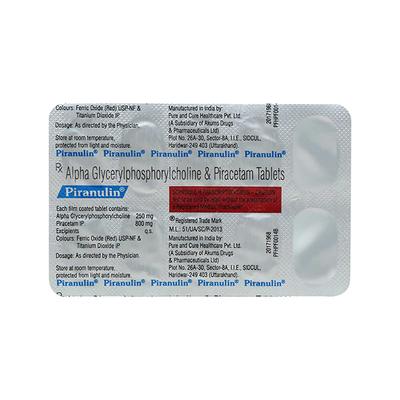 Piranulin Tablet 10'S - Nootropics And Neurotrophics