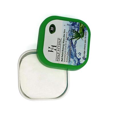 Half N Half Nail Polish Remover Wipes, Aloe Vera Enriched with Olive Oil & Vitamin E 20gm - Nail Polish Remover