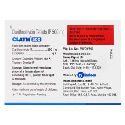 CLATM 500mg Tablet 10's - Bacterial Infections-Mac