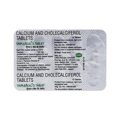 Triple A Cal D Tablet 10'S - Supplements-Vit
