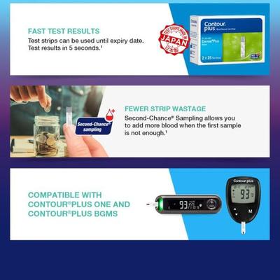 Contour Plus Blood Glucose Test Strip 50's - Blood Glucose Monitors/Test Strips