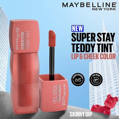 Maybelline New York Superstay Teddy Tint - Lip and Cheek Color, Skinny Dip 5 ml - Liquid Lipsticks