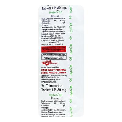 Hytel 80mg Tablet 10'S - Hypertension-Ang