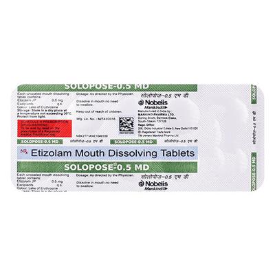 Solopose MD 0.5mg Tablet 10'S - Anxiety-Anx