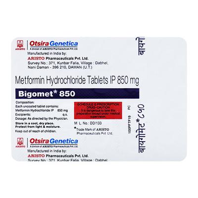 Bigomet 850mg Tablet 10'S - Diabetes-Ant