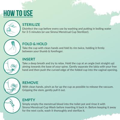 Sirona Reusable Menstrual Cup - Small with (Intimate Wash 15 ml + Menstrual Cup Wash 15 ml) - Menstrual Cups