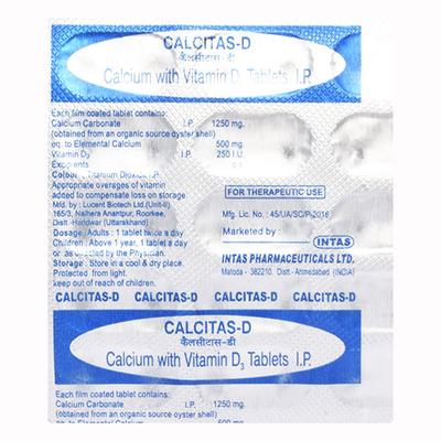 Calcitas D Tablet 15'S - Supplements-Cal