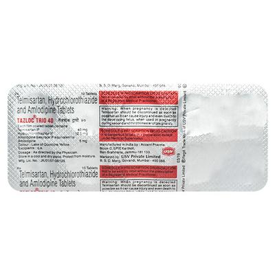 Tazloc Trio 40mg Tablet 10'S - Hypertension-Ang