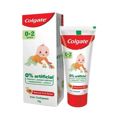 Colgate-Palmolive, Colgate Toothpaste for Kids (0-2 years), Natural Fruit Flavour, Fluoride Free - Tube 70 gm - Toothpaste