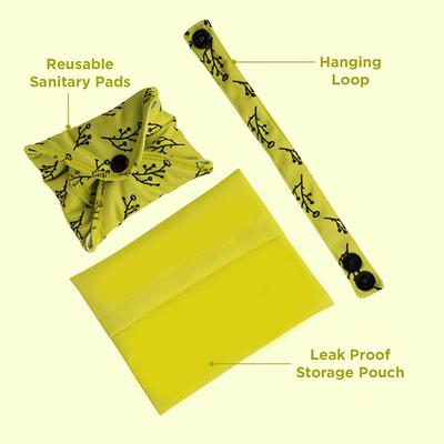 Pee Safe Reusable Sanitary Pads (6 Regular Pads + 2 Overnight Pad + 2 Leak Proof Pouch) (pack of 10) 1's - Sanitary Napkins