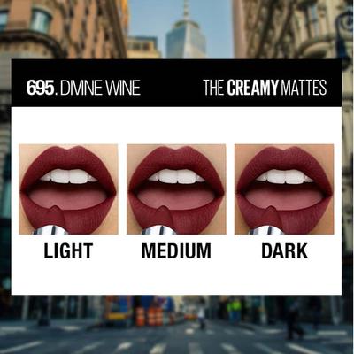 Maybelline New York Color Sensational Creamy Matte Lipstick, 695 Divine Wine 3.9 gm - Lipsticks